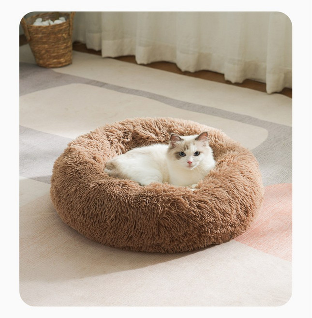 다있어유 엄마품속 고양이 도넛방석 강아지 핑크 모카브라운 구름그레이, 1개, 모카브라운 (갈색.Brown)
