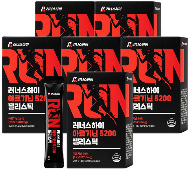 솔리치 러너스하이 아르기닌5200 젤리스틱, 6박스, 280g
