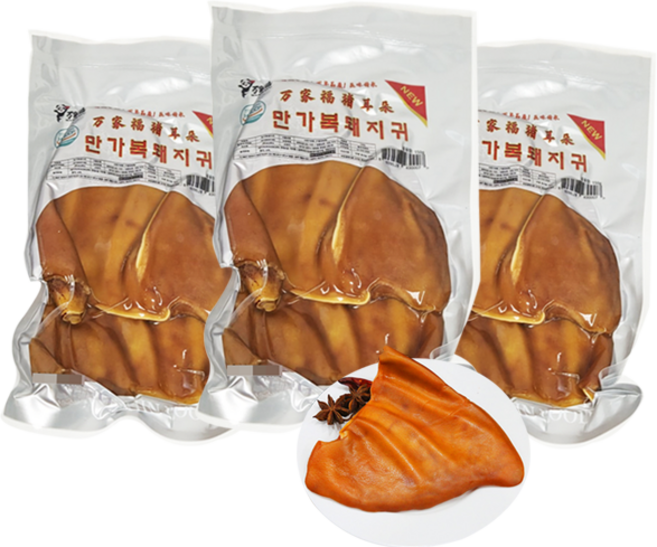 홍홍 중국식품 쫄깃한 만가복돼지귀 중국 돼지귀 국내산돼지귀 만복, 3개, 150g