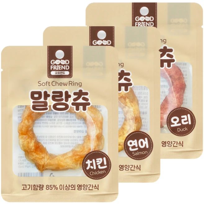 굿프랜드 말랑츄 콤보링 30p 말랑말랑 소프트 강아지간식, 30개, 10g, 콤보 - 쿠팡