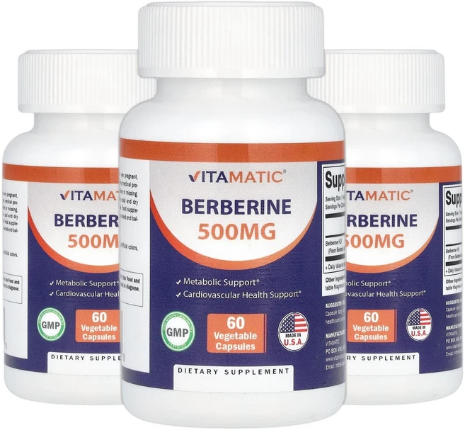 비타매틱 베르베린 berberine 500mg 베지 캡슐 60정 2+1, 3개 - 쿠팡