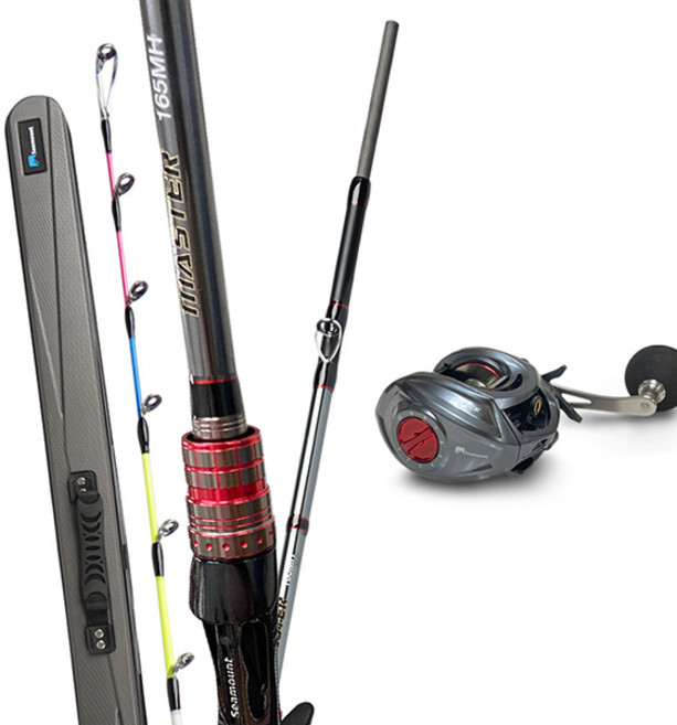 시마운트 마스터 175MH +릴 세트/문어 낚시대 올카본 문어대 선상 로드, 마스터 165MH 세트+케이스(포스100L/좌핸들)