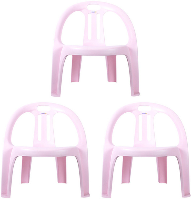 지오리빙 등받이 패밀리의자 3p, 3개, 핑크