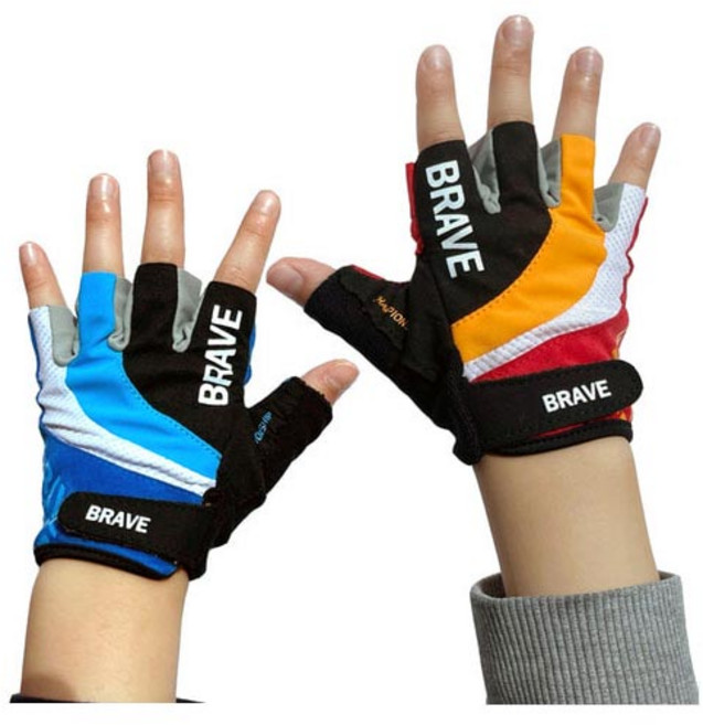 브레이브 장갑 어린이 자전거 반장갑 글러브 아동장갑, 블루 M