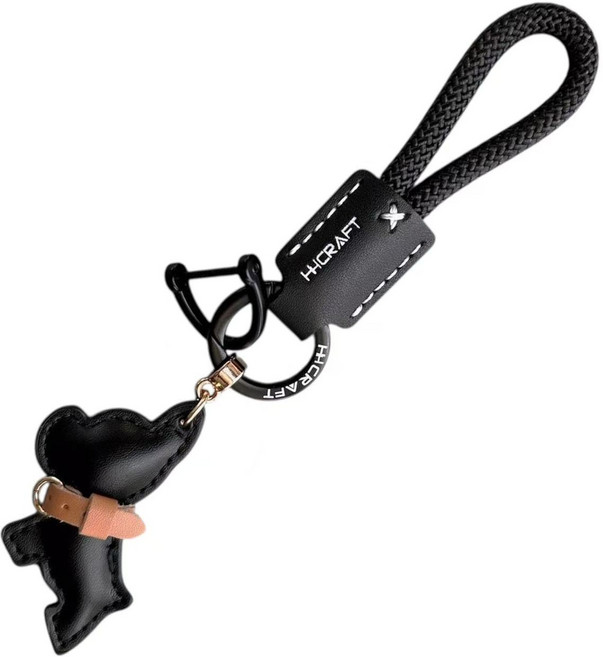 제엠제이 강아지 자동차 열쇠고리 키링, 블랙, 1개