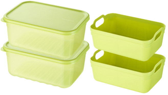 락앤락 스마트킵 프레쉬 냉장고 냉동실 정리용기 + 채반 + 가쯔 용기 세트 대파 샐러드 야채 채소 보관 소분 통, 1.5L 1P+채반, 2세트