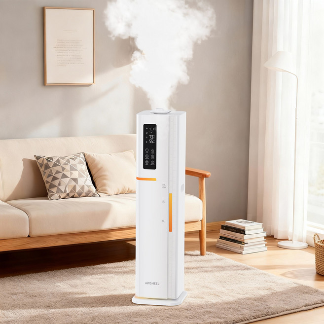 아우스힐 초음파 AI 스마트 가열식 복합식 대용량 아기 신생아 가습기 자동습도조절 UV살균 10L, 화이트