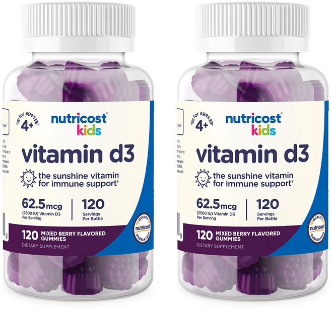 뉴트리코스트 키즈 비타민 D3 2500IU 120구미, 120정, 2개 - 쿠팡