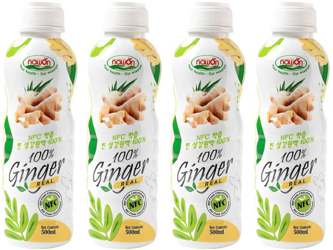 나원 NFC 착즙 찐 생강 원액 100%, 500ml, 4개