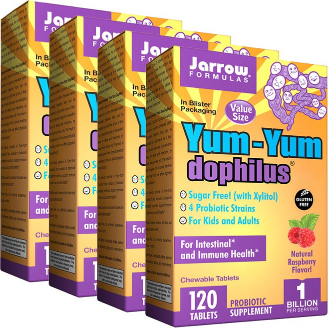 Jarrow FORMULAS 賈羅公式 益生菌素食錠片 覆盆子口味, 120顆, 4罐