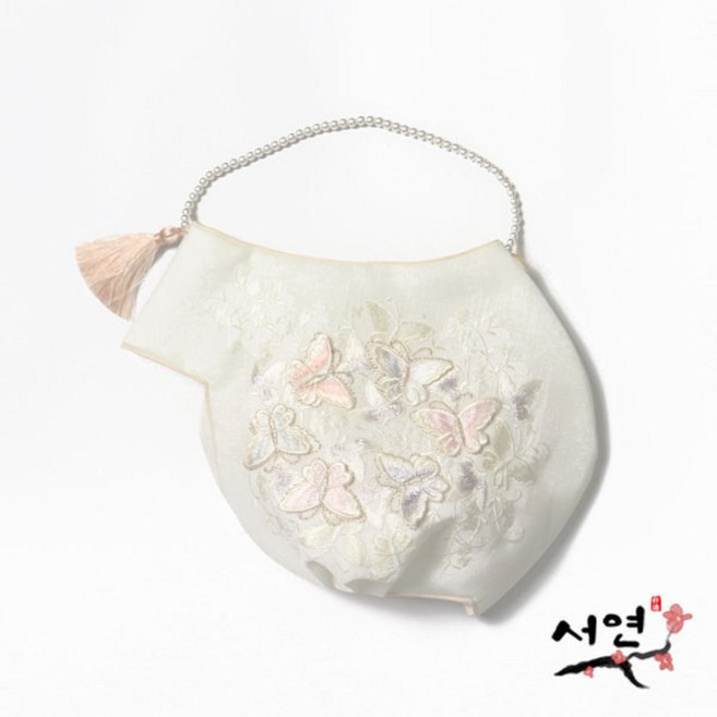 서연한복 나비자수패치조바위 유백색 돌전용 아동한복장신구
