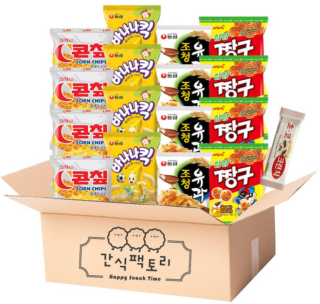 바나나킥4+조청유과4+콘칲4+삼양짱구4+초코크런키1 총 17입, 1개