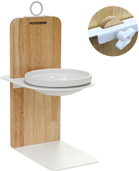 펫코본 반려동물 원목 철제 높이조절 고양이 식기세트 도자기 1구, 1개, 1구 도자기 그릇M