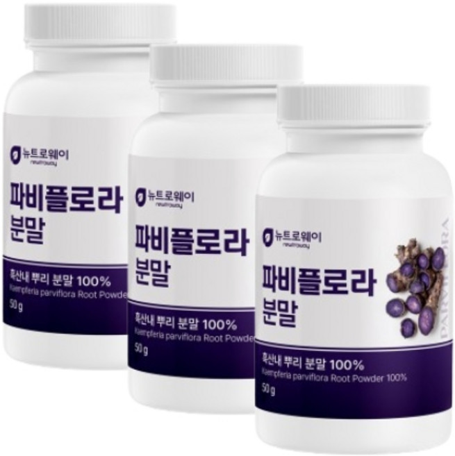 파비플로라 남성활력 아르기닌 흑생강파우더 끄라차이담 효능 뿌리분말 파우더, 3개, 50.1g