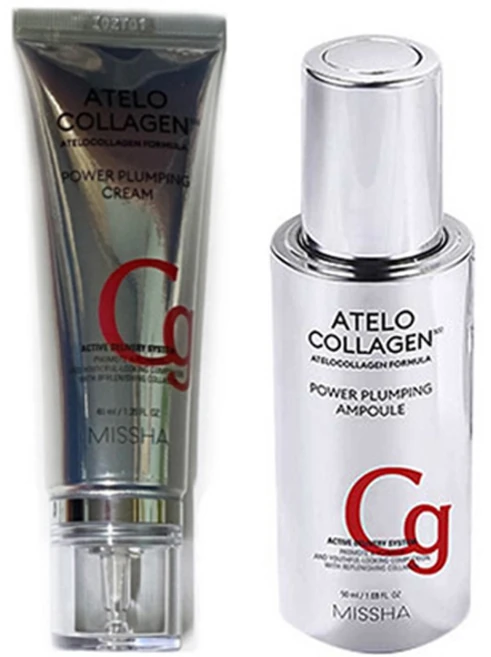 미샤 아텔로콜라겐 500 파워풀럼핑 앰플 + 크림 세트 (앰플50ml+크림40ml), 1개 - 쿠팡