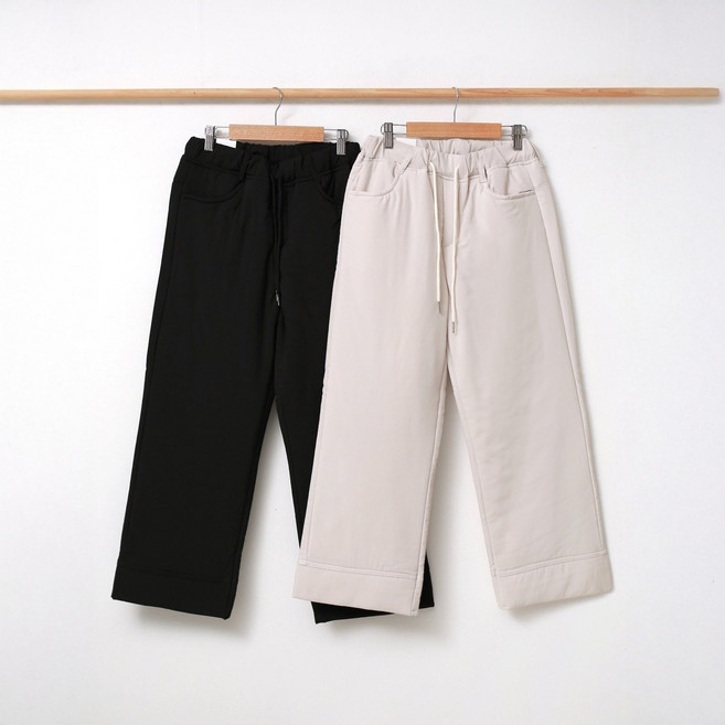 늦가을부터 초봄 여성 솜패딩 세미 와이드팬츠 방한바지 허리밴딩바지