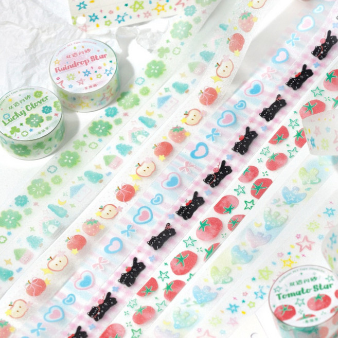 다이어리 다꾸 키스컷 마테 테이프 바인더 마스킹 스티커, 1개, 네잎클로버