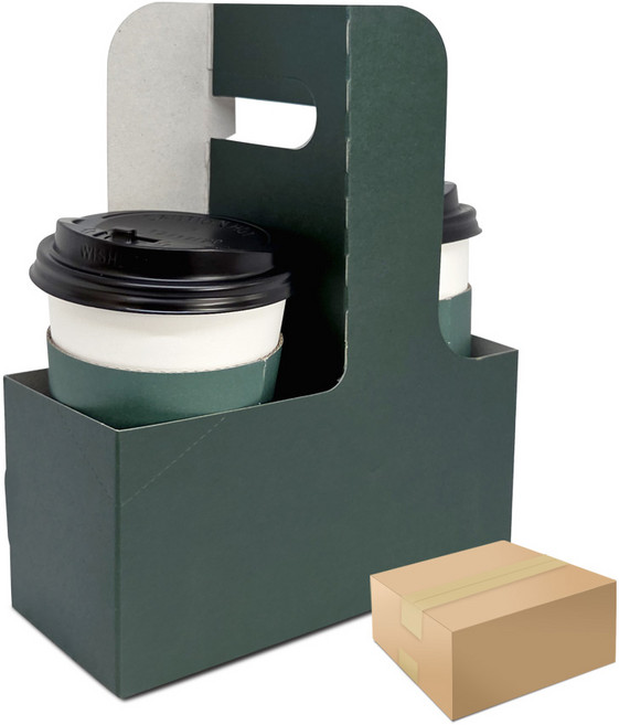 테이크아웃 컵캐리어 2구 종이캐리어 딥그린 1박스(200개), 1박스, 200개입