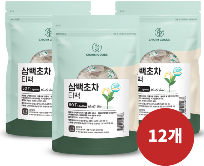 참 굿즈 삼백초 차 티백 국산 식약청 인증, 1.2g, 50개입, 12개