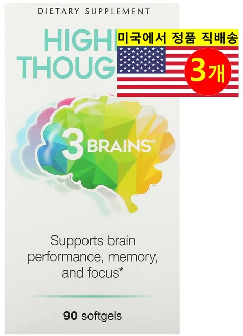 Natural Factors 3 브레인즈 하이어 쏘우투 알파 GPC 100mg Brains Higher Thoughts, 90정, 3개 - 쿠팡