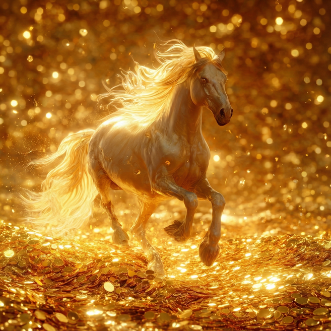 [스며듬] 2026 돈들어오는 병오년 말 그림 금마래복 새해 신년 그림 풍수 인테리어 캔버스 액자 합격 승진 출 선물, 20cm x 20cm 캔버스액자+미니이젤