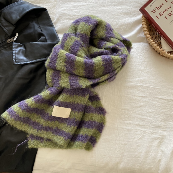 인마이블루 커플템1위 겨울 배색 롱 머플러 스트라이프 남녀공용 커플 목도리 추천