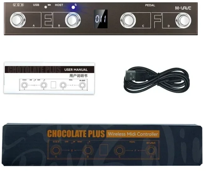 M-vave 초콜릿 플러스 프로그래밍 미디 컨트롤러 4 버튼 풋스위치 페이지 턴 USB 2 in1 페달 지원, 01 Chocolate