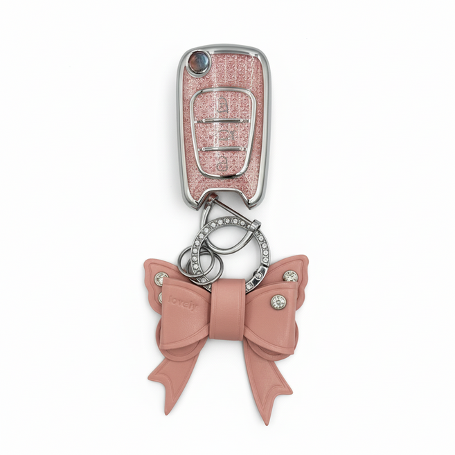 어니트 현대 차종 호환 크리스탈 차키케이스 자동차 키링 키홀더, 핑크, HK-03(3버튼)