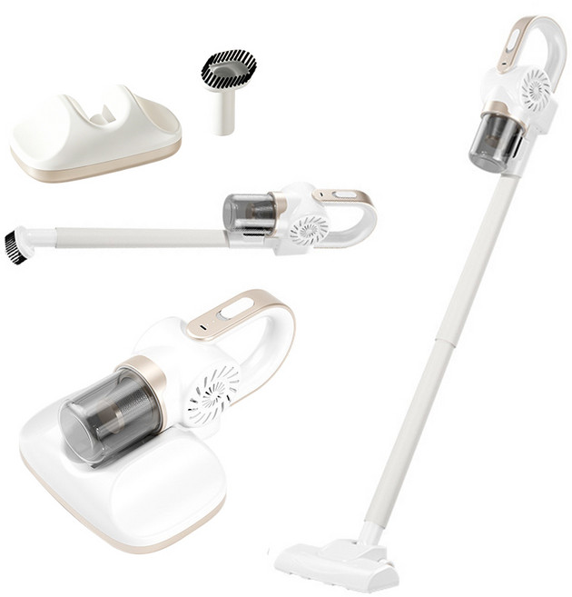 NANWEI 무선 진드기 청소기 3in1 UV 살균 스틱청소기 핸디형 침대소파 청소기, 3in1 흡입 진드기 제거기, 화이트 색상