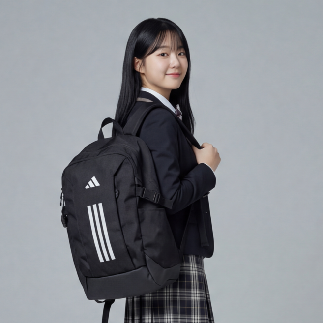 아디다스 PWR VIII 백팩 대학생 책가방 직장인 노트북 태블릿 중학생 고등학생 가방 블랙