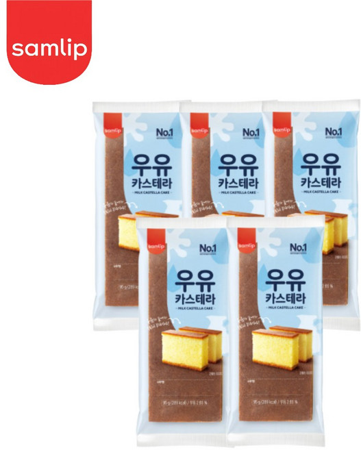우유카스테라(촉촉) 5봉 봉지빵 간식빵 삼립빵, 95g, 5개