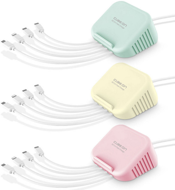 큐브온 4포트 고속 멀티 충전기(JI-203), JI-203 화이트/CC85, 1개