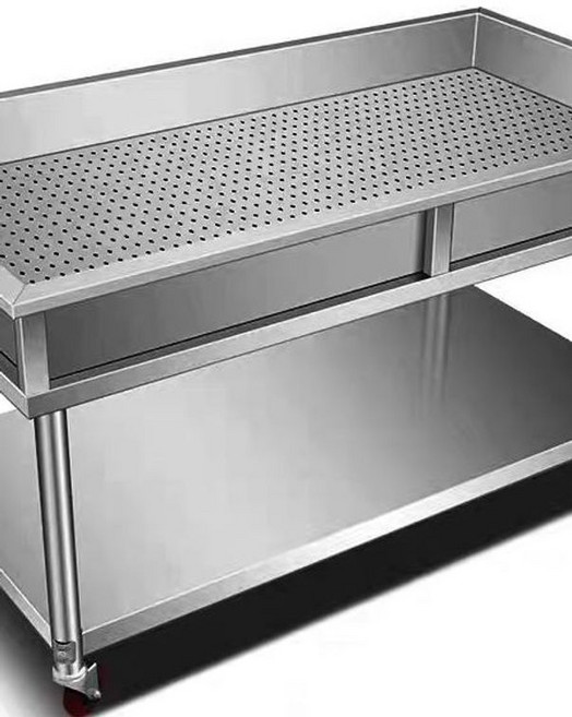 스텐 배수테이블 건조대 고기 조리대 해동 족발 수납 야채 싱크대 트레이 스테인리스 업소용, 1개, 100x60x80 깊이 바퀴 포함