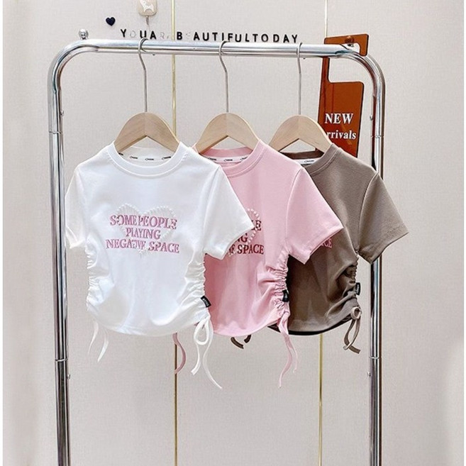 여아 주니어 여름 반팔 진주하트셔링티셔츠 초등