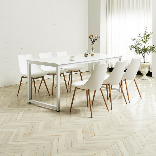 원스텝 컴퓨터책상 1800 책상 철제 데스크 6인용 서재 회의테이블, 화이트+화이트