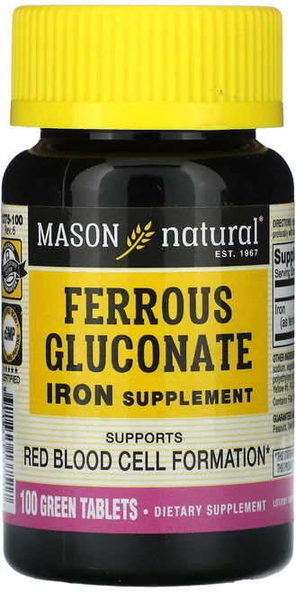Mason Natural 글루콘산염 27mg 녹색 정제 100정, MasonNatural글루콘산염27mg녹색정제100정, 1개 - 쿠팡