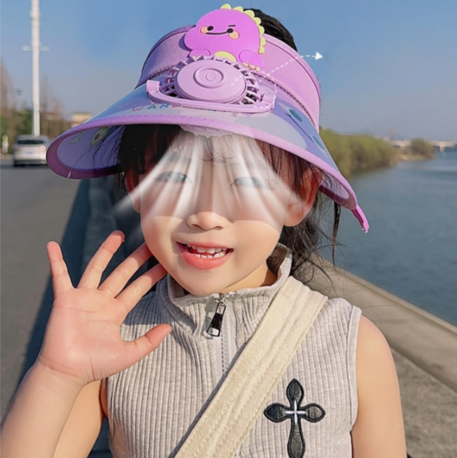 어린이 여름 미니 선풍기 썬캡