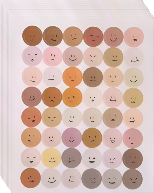 모란디 컬러 스마일 스티커, 1세트, 01. 브라운(S2413)
