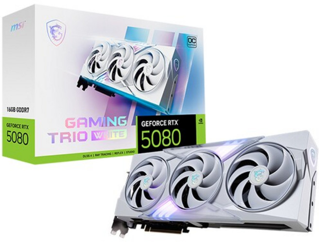 MSI 지포스 RTX 5080 게이밍 트리오 OC 화이트 D7 16GB 트라이프로져4, 1개