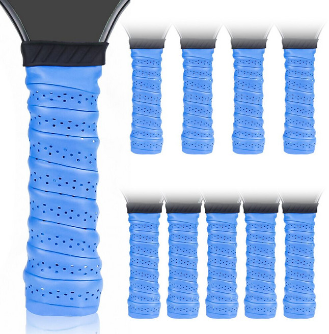 미끄럼방지 골프 그립교체 테이프 피클볼 배드민턴 낚시 테니스 그립 땀흡수 쿠션 테이프, 10개, 블루