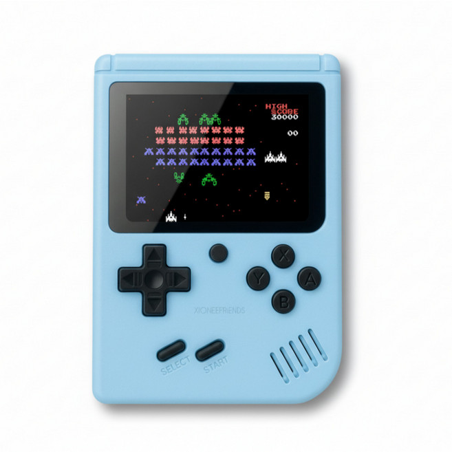 KC인증/국내배송 시오니프렌즈 휴대용 레트로 미니 오락실 게임기 8비트 추억의게임 500게임, 블루