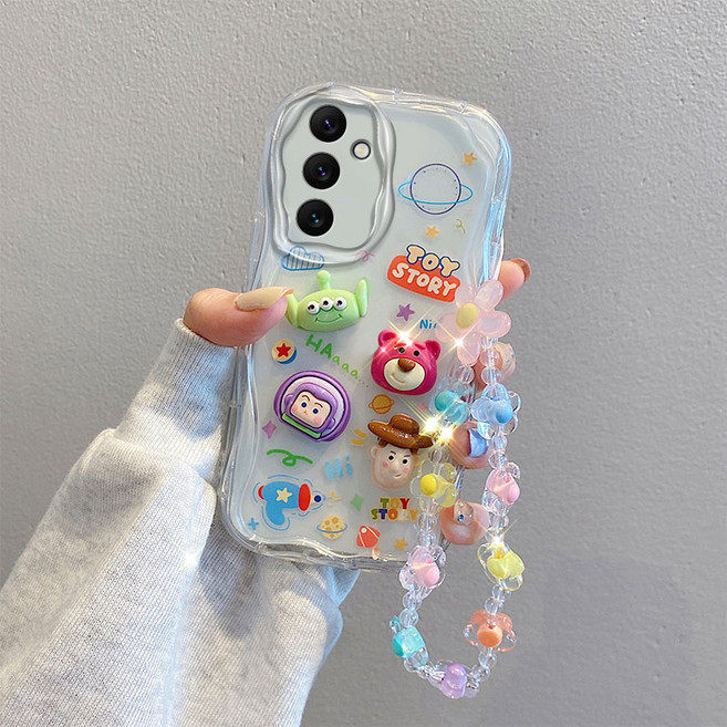 나무나라 갤럭시A35 A34 A23 A20 물결 웨이브 입체 캐릭터 스트랩 투명 젤리케이스 CY272