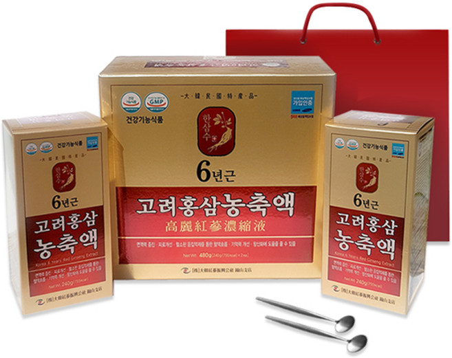 고려6년근 홍삼농축액 240g 2병 홍삼액 홍삼진액 홍삼엑기스 선물세트 480g 1box, 2개