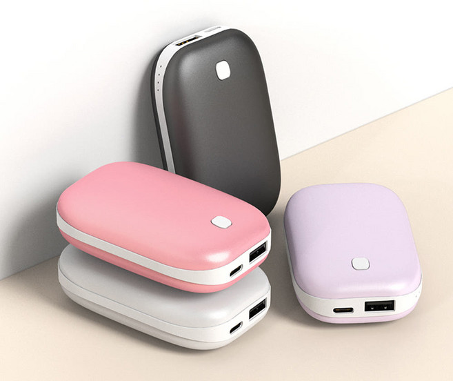 (1+1) 모즈온 손난로 보조배터리 5200mAh, 핑크+바이올렛