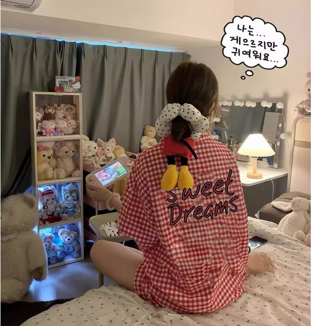 바디랜드 3피스 스윗드림 체크 라운지웨어