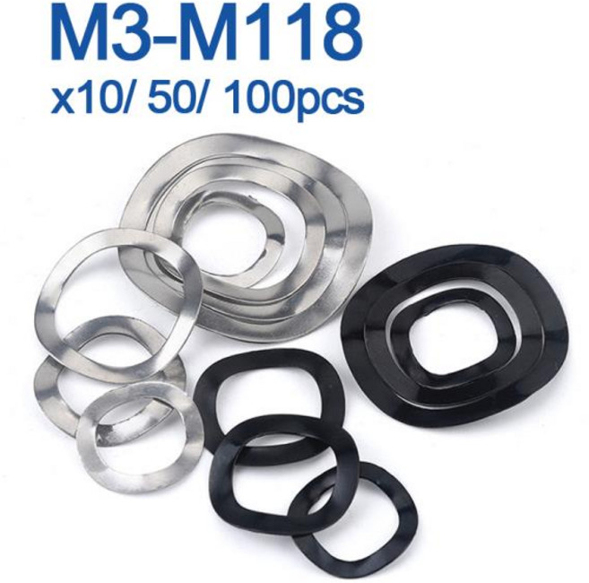 65 # 망간강 M3 M4 M5 M6 M8 M10 M12 M14 M16 M19 M21 M24 M27-M118 웨이브 와셔 3/5/6/7 웨이브 크레스, 65 steelM118x128x0.6_10pcs, [04] 10pcs