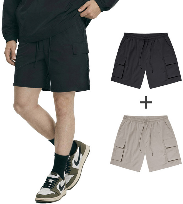 [2장묶음 1+1] 여름 에어무브 우븐 카고 쇼츠 남녀공용 빅사이즈 5부 아웃도어 캠핑 쇼츠