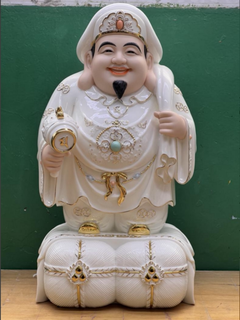 微美 12吋 大黑天神像 藏傳財神 供奉佛像 站像擺件, 12吋 大黑天 精工白衣