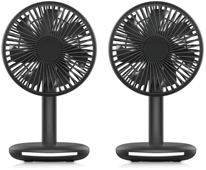 [한정수량 1+1행사] 모노큐브 무선 휴대용 선풍기 MONO-4TFLED 미니 탁상용 LED무드등, 블랙+블랙