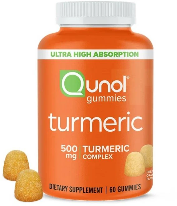 퀴놀 터메릭 강황 500mg 크리미 오렌지맛 구미 젤리 Qunol Turmeric, 1개, 60정 - 쿠팡